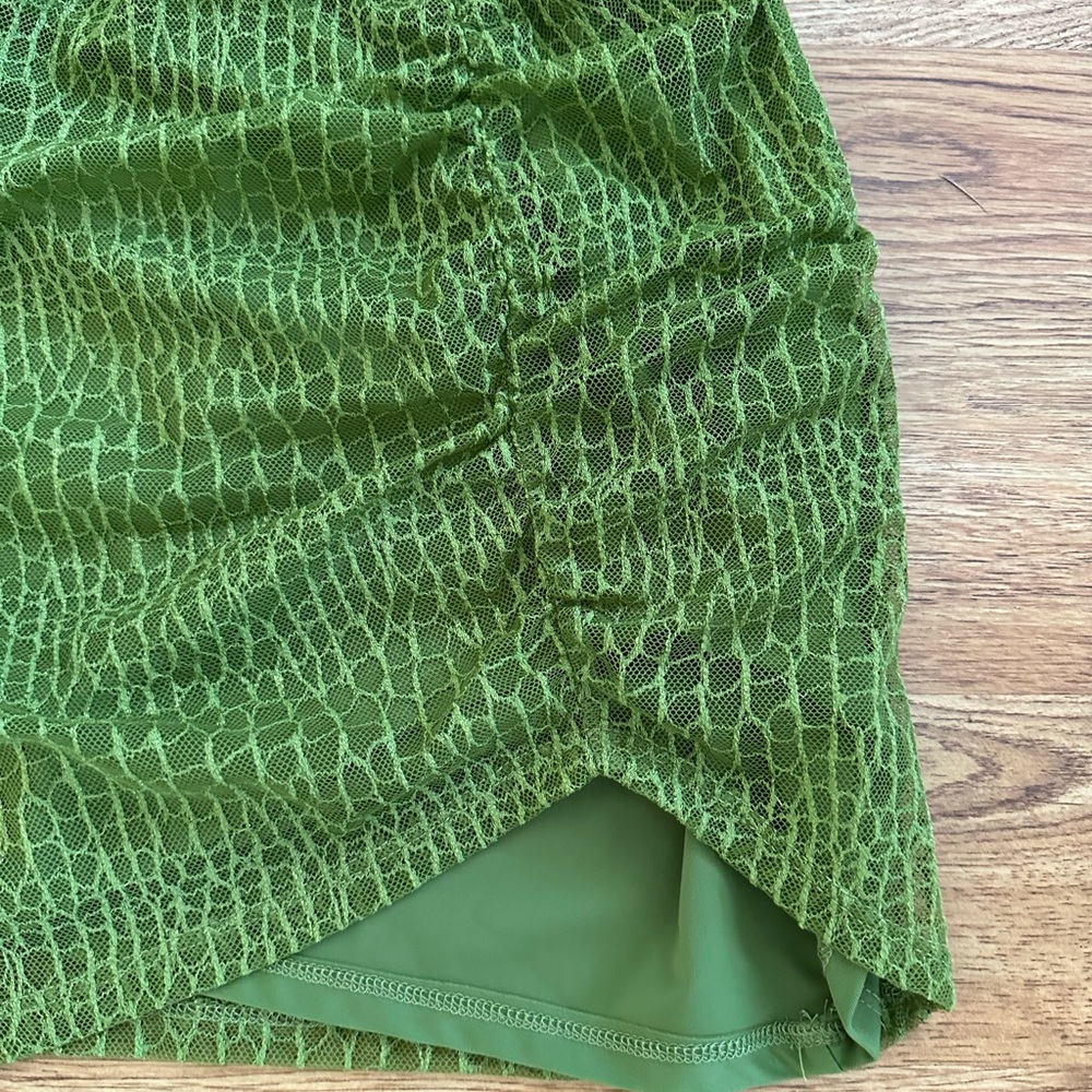 Michael Costello x REVOLVE Vivienne Mini Dress M Green Croc - Picture 12 of 16